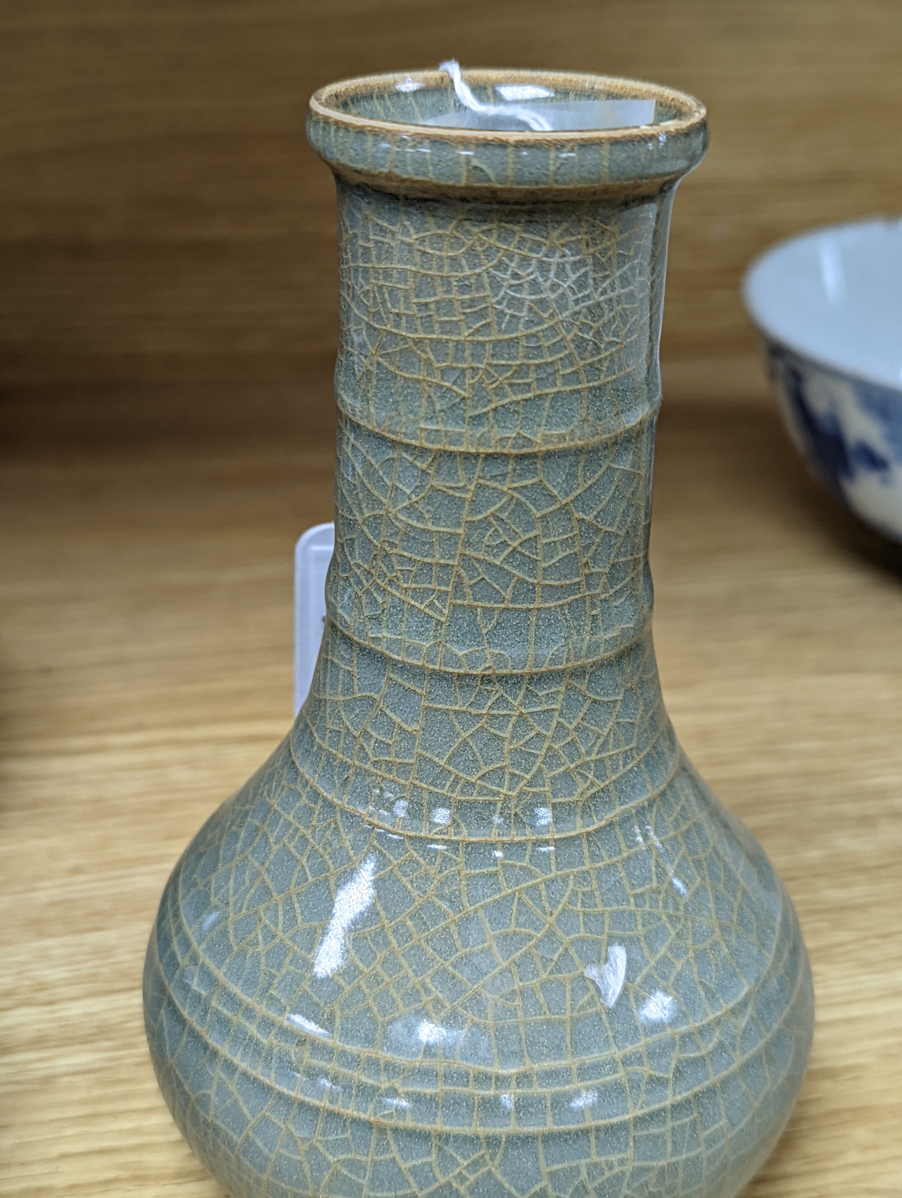 A Chinese celadon bottle vase 15.5cm